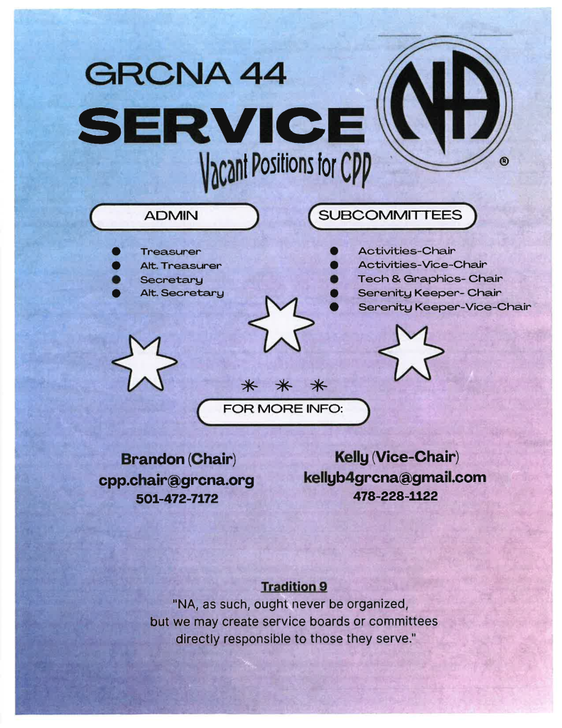 GRCNA 44 Vacant Service Positions for CPP Flier